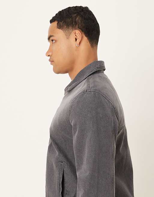ASOS DESIGN Bomber Style Denim Jacket In Heavy Grey Wash