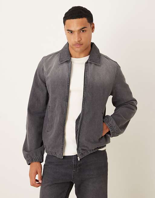 ASOS DESIGN bomber style denim jacket in heavy grey wash