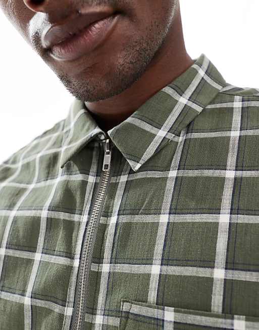 ASOS DESIGN Boxy Check Shirt In Green