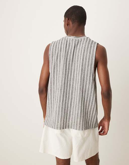 ASOS DESIGN Boxy Fit Tank In Loopback Stripe