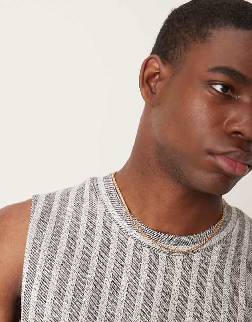 ASOS DESIGN Boxy Fit Tank In Loopback Stripe