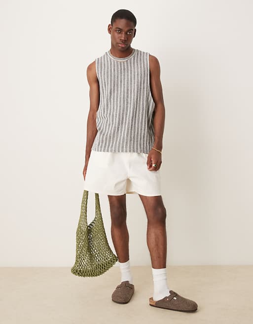 ASOS DESIGN boxy fit tank in loopback stripe