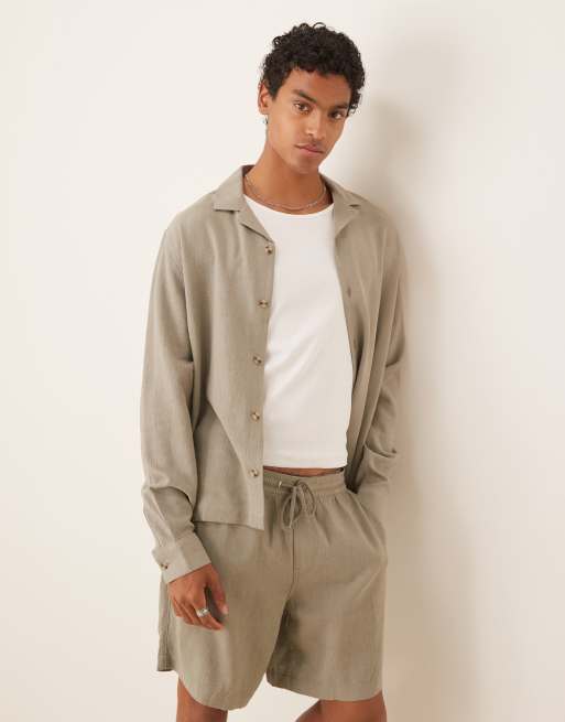ASOS DESIGN Boxy Linen Co-ord In Green