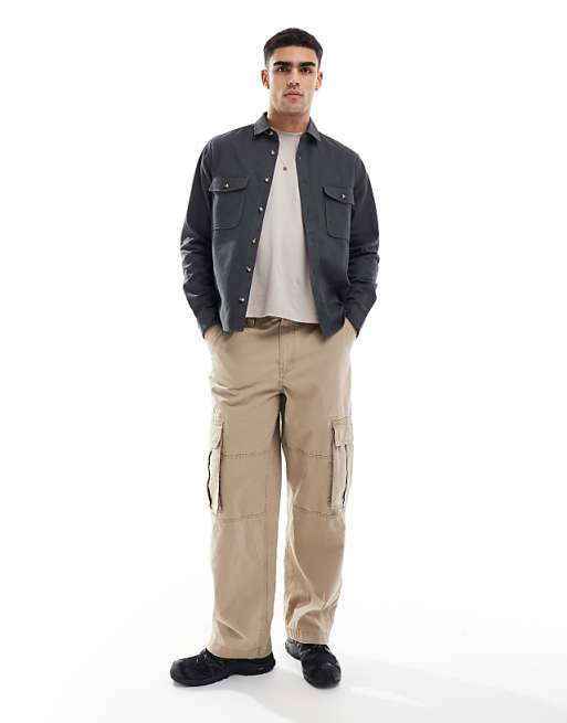 ASOS DESIGN Boxy Overshirt In Dark Grey