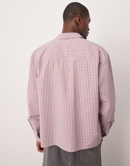 ASOS DESIGN Boxy Oversized Check Shirt In Red