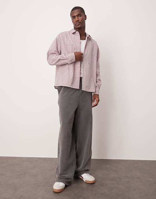 ASOS DESIGN Boxy Oversized Check Shirt In Red