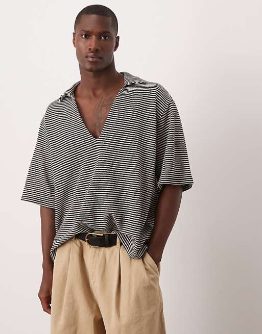 ASOS DESIGN boxy oversized crochet shirt in blue