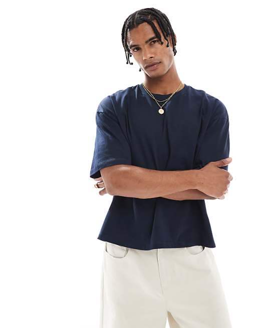 ASOS DESIGN Boxy Oversized Graphic T-shirt In Navy