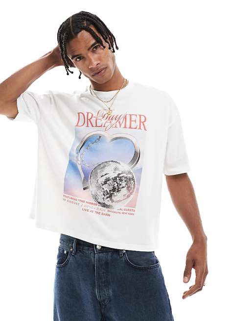 ASOS DESIGN boxy oversized graphic t-shirt in white