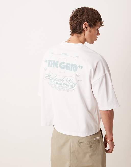 ASOS DESIGN boxy oversized heavyweight t-shirt with print in white