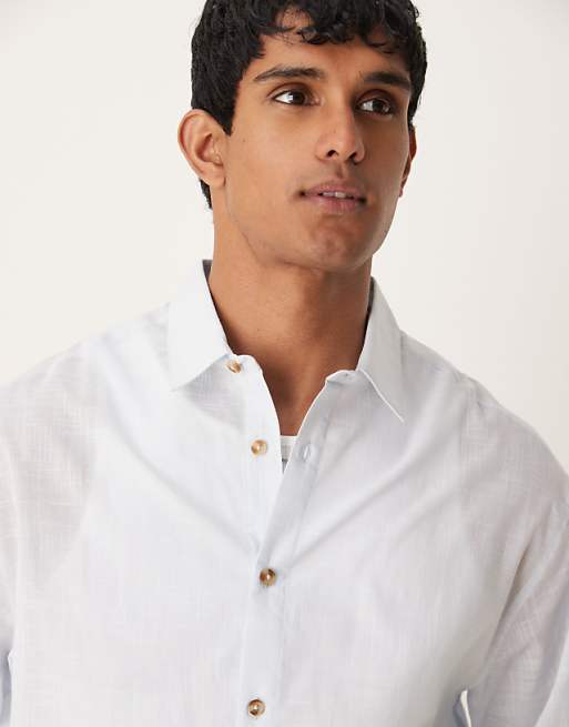 ASOS DESIGN Boxy Oversized Linen Look Shirt In Light Blue