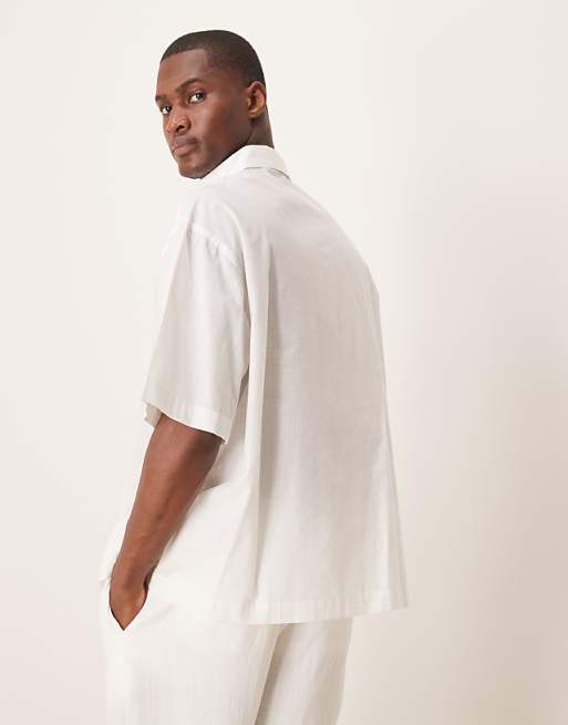 ASOS DESIGN Boxy Oversized Linen Look Shirt In White