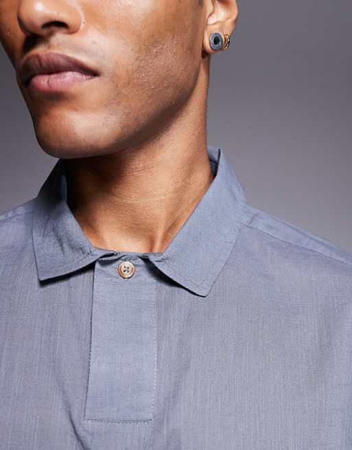 ASOS DESIGN Boxy Oversized Overhead Linen Look Shirt In Grey