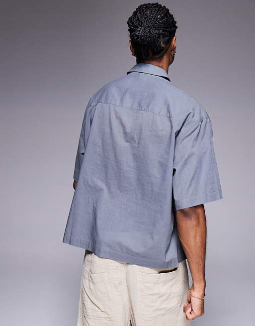ASOS DESIGN Boxy Oversized Overhead Linen Look Shirt In Grey