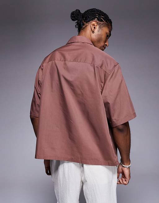 ASOS DESIGN Boxy Oversized Overhead Shirt In Brown