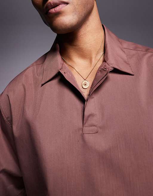 ASOS DESIGN Boxy Oversized Overhead Shirt In Brown