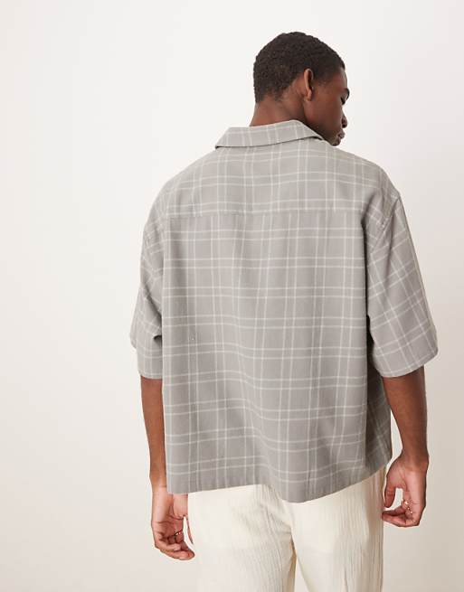 ASOS DESIGN Boxy Oversized Overhead Shirt In Grey Check