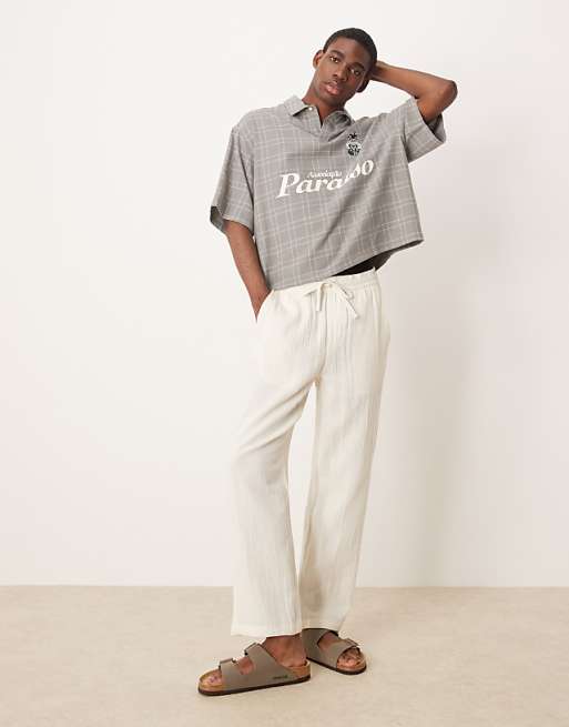 ASOS DESIGN Boxy Oversized Overhead Shirt In Grey Check