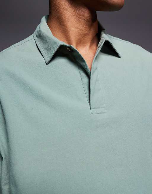 ASOS DESIGN Boxy Oversized Overhead Textured Shirt In Sage Green