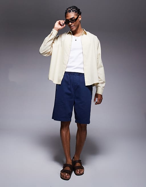 ASOS DESIGN Boxy Oversized Poplin Shirt In Beige
