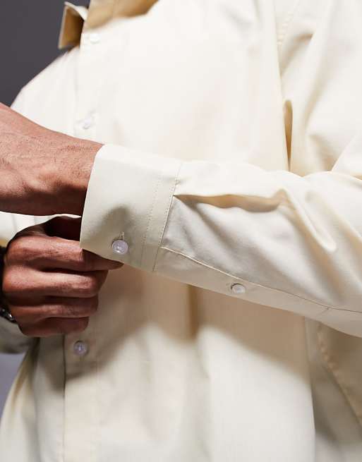 ASOS DESIGN Boxy Oversized Poplin Shirt In Beige