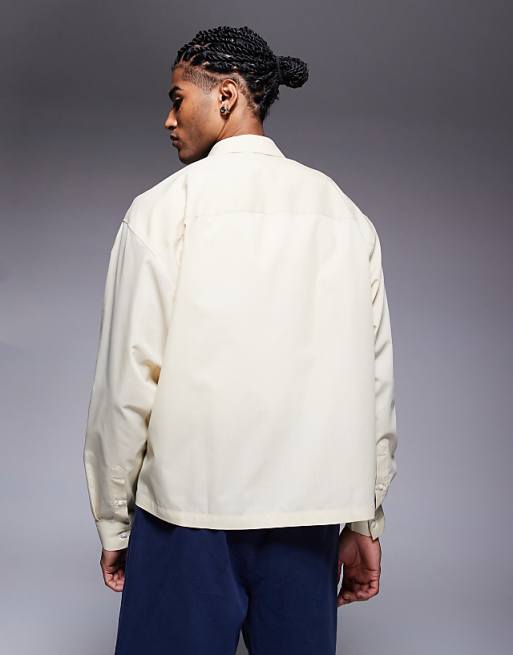 ASOS DESIGN Boxy Oversized Poplin Shirt In Beige
