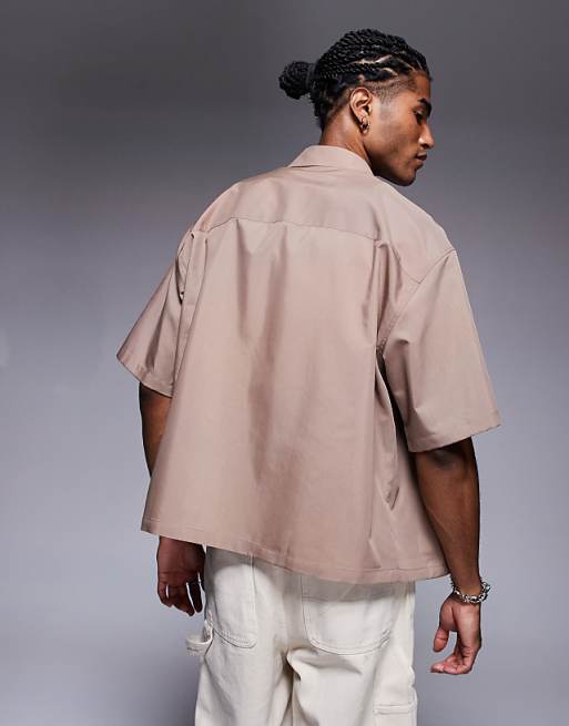 ASOS DESIGN Boxy Oversized Poplin Shirt In Brown