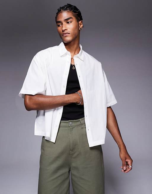 ASOS DESIGN boxy oversized poplin shirt in white