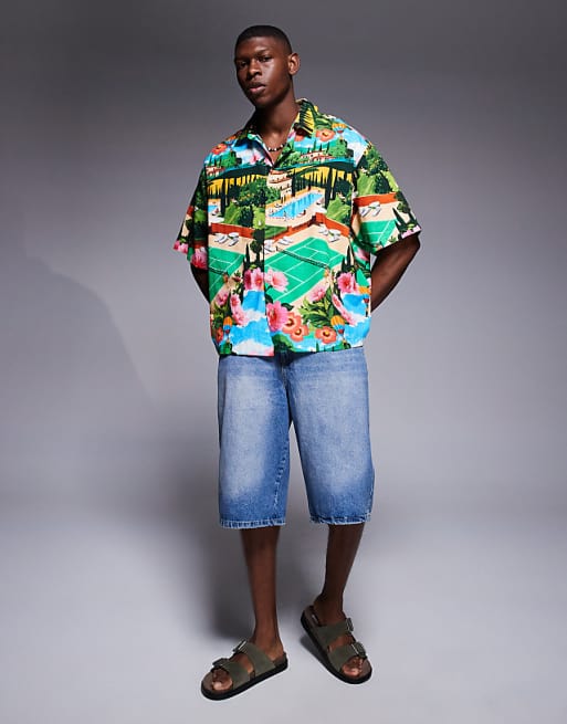 ASOS DESIGN Boxy Oversized Shirt With Scenic Print