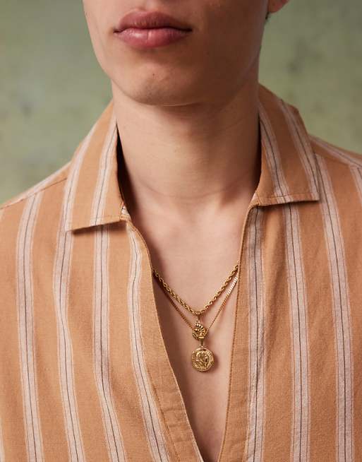 ASOS DESIGN Boxy Oversized Shirt With Vertical Stripe In Brown