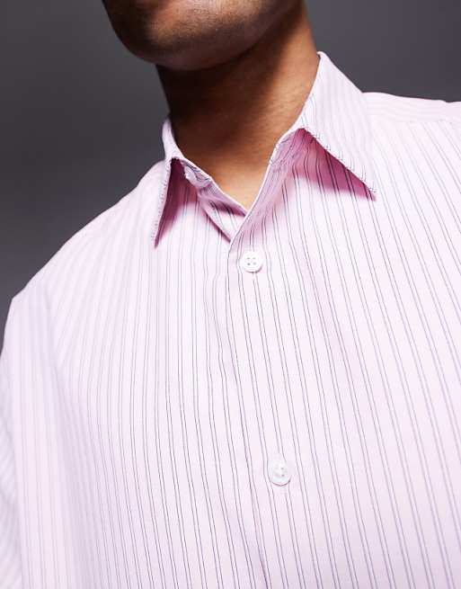 ASOS DESIGN Boxy Oversized Stripe Poplin Shirt In Pink