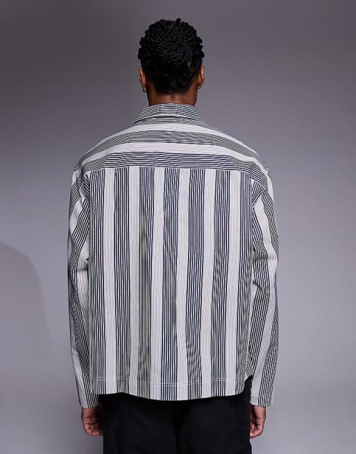 ASOS DESIGN Boxy Oversized Stripe Shirt In Black And White
