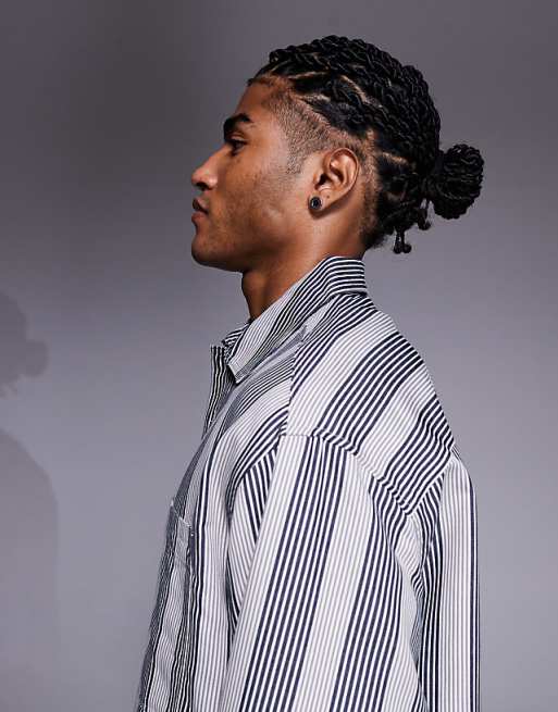 ASOS DESIGN Boxy Oversized Stripe Shirt In Black And White