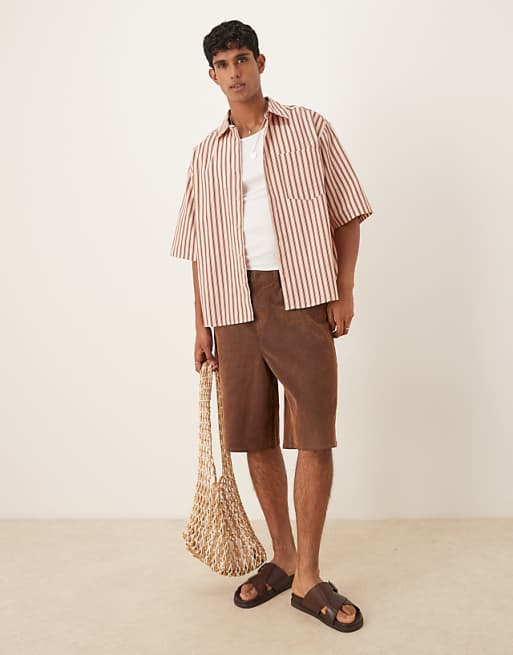 ASOS DESIGN Boxy Oversized Stripe Shirt In Pink