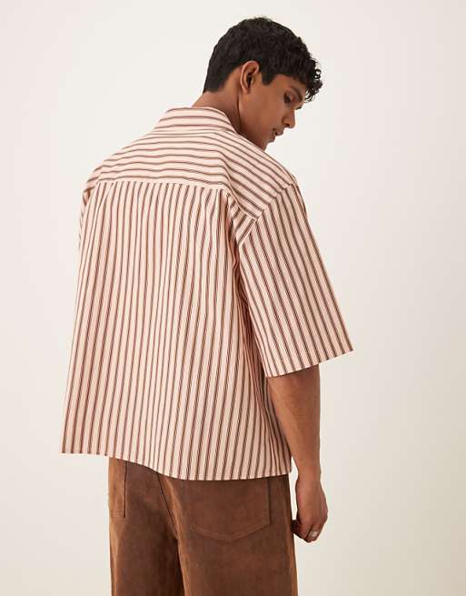 ASOS DESIGN Boxy Oversized Stripe Shirt In Pink