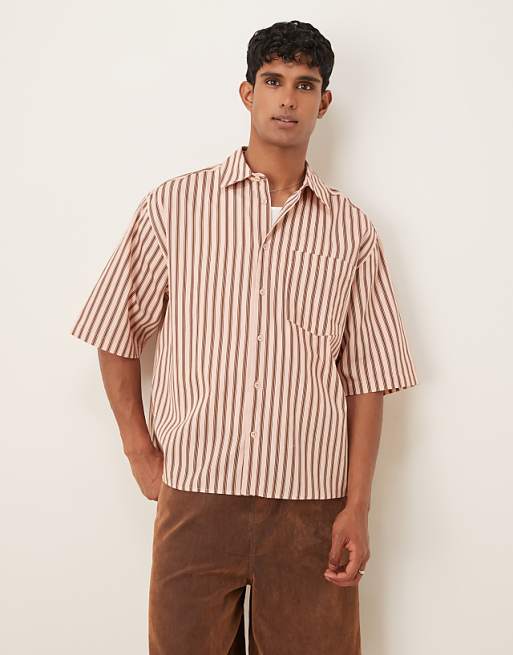 ASOS DESIGN boxy oversized stripe shirt in pink