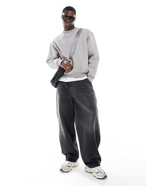 ASOS DESIGN Boxy Oversized Sweatshirt In Grey Marl