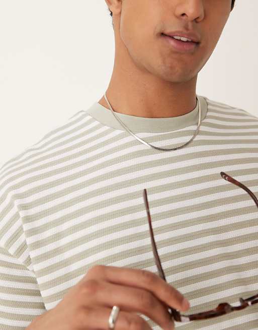 ASOS DESIGN Boxy Oversized T-shirt In Grey Textured Stripe