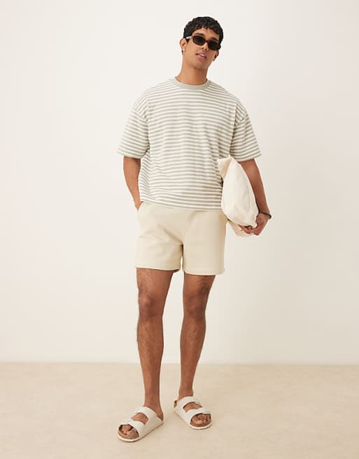 ASOS DESIGN Boxy Oversized T-shirt In Grey Textured Stripe