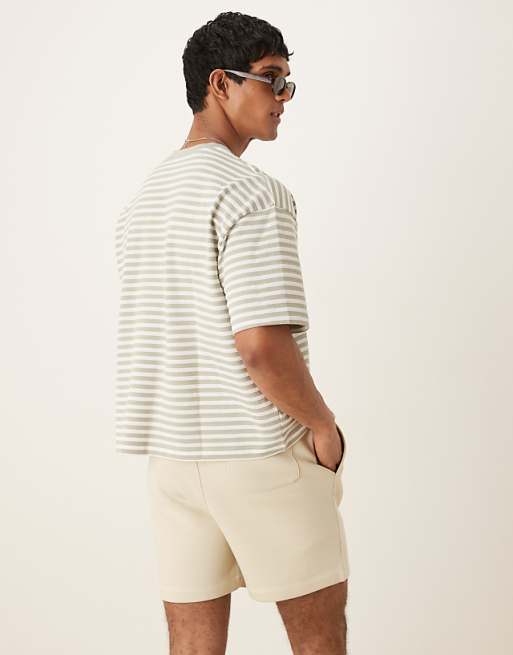 ASOS DESIGN Boxy Oversized T-shirt In Grey Textured Stripe