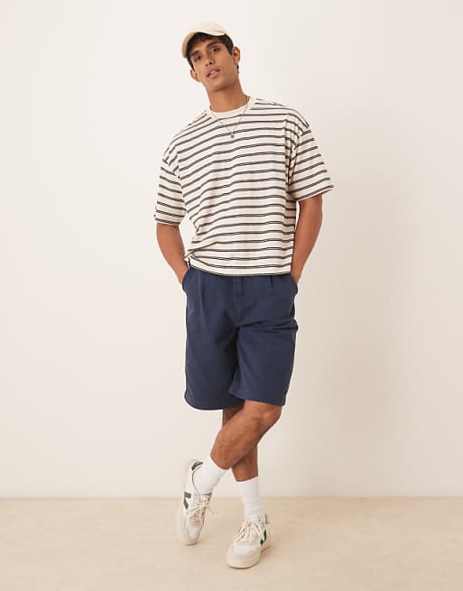 ASOS DESIGN Boxy Oversized T-shirt In Off White Stripe