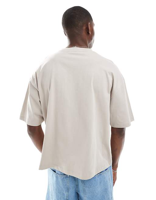 ASOS DESIGN Boxy Oversized T-shirt In With Cartoon Graphic In Stone