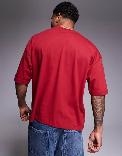 ASOS DESIGN Boxy Oversized T-shirt With Abstract Graphic In Red