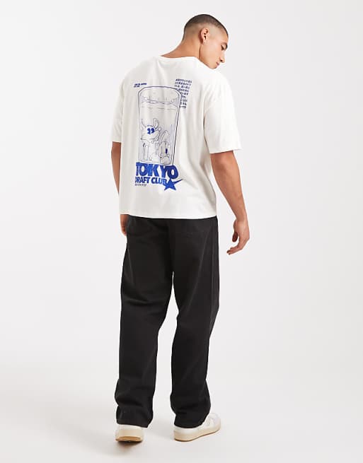 ASOS DESIGN Boxy Oversized T-shirt With Back Graphic In Cream