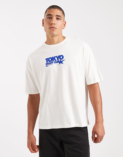 ASOS DESIGN Boxy Oversized T-shirt With Back Graphic In Cream