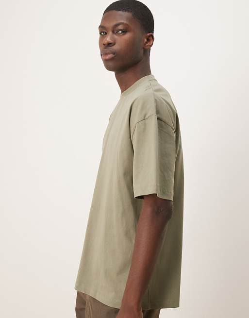 ASOS DESIGN Boxy Oversized T-shirt With Back Print In Khaki