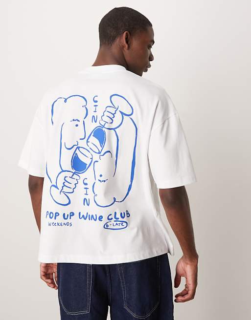 ASOS DESIGN boxy oversized t-shirt with cartoon graphic in white
