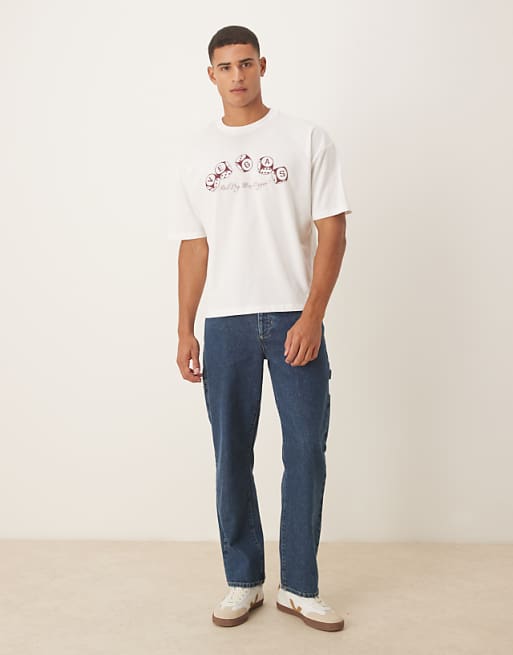 ASOS DESIGN Boxy Oversized T-shirt With Cartoon Print In White
