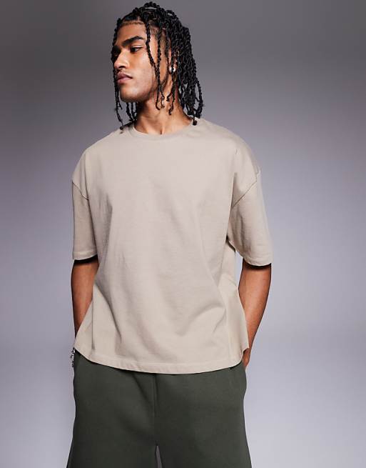 ASOS DESIGN Boxy Oversized T-shirt With Celestial Graphic In Beige