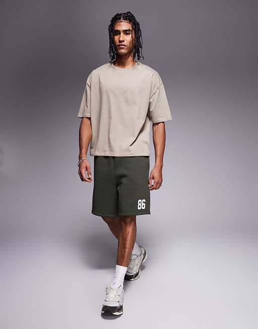 ASOS DESIGN Boxy Oversized T-shirt With Celestial Graphic In Beige